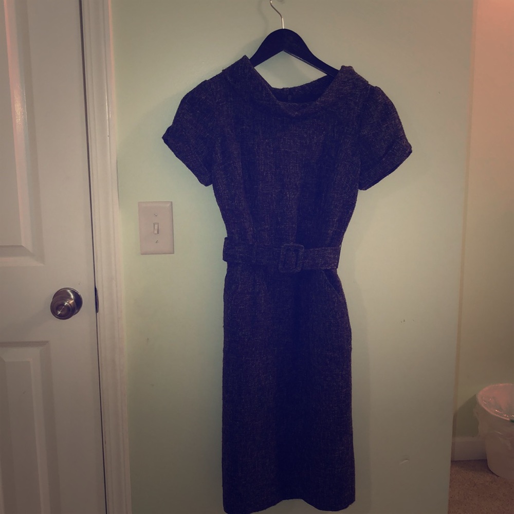 Brown tweed madmen style Banana Republic dress